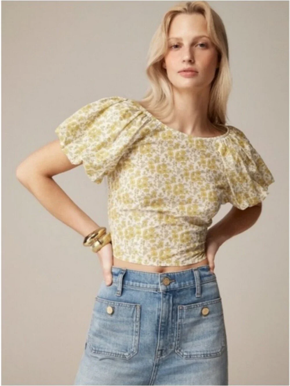J.Crew Fitted Puff-Sleeve Top in Liberty™ Capel Fabric